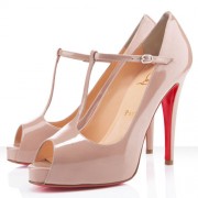 Replica Christian Louboutin Burlina 120mm Peep Toe Pumps Nude Cheap Fake Shoes