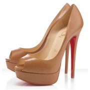 Replica Christian Louboutin Lady 140mm Peep Toe Pumps Taupe Cheap Fake Shoes