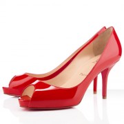 Replica Christian Louboutin Mater Claude 80mm Peep Toe Pumps Red Cheap Fake Shoes