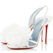 Replica Christian Louboutin Tsarouchi 100mm Slingbacks White Cheap Fake Shoes