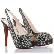 Replica Christian Louboutin Star Prive 120mm Slingbacks Black Cheap Fake Shoes