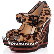 Replica Christian Louboutin Highlander 140mm Wedges Leopard Cheap Fake Shoes