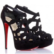 Replica Christian Louboutin Larissa Plato 140mm Sandals Black Cheap Fake Shoes