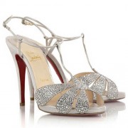 Replica Christian Louboutin Margi Diams 120mm Sandals Silver Cheap Fake Shoes