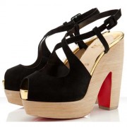 Replica Christian Louboutin Martel 140mm Sandals Black Cheap Fake Shoes