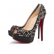 Replica Christian Louboutin Lady Peep Spikes 140mm Peep Toe Pumps Black/Mix Cheap Fake Shoes