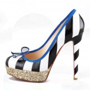 Replica Christian Louboutin Foraine 140mm Platforms Black/White Cheap Fake Shoes