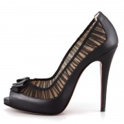 Replica Christian Louboutin Angelique 120mm Peep Toe Pumps Black Cheap Fake Shoes