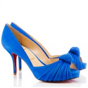 Replica Christian Louboutin Greissimo 80mm Peep Toe Pumps Blue Cheap Fake Shoes
