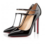 Replica Christian Louboutin V Neck 100mm Pumps Black Cheap Fake Shoes