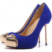 Replica Christian Louboutin Metalipp 120mm Pumps Blue Cheap Fake Shoes