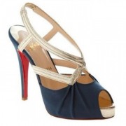 Replica Christian Louboutin Angela 120mm Slingbacks Blue Cheap Fake Shoes