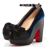 Replica Christian Louboutin Minimi 140mm Peep Toe Pumps Blue Cheap Fake Shoes