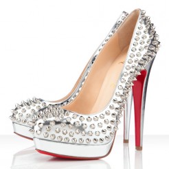 Replica Christian Louboutin Bianca Spikes 140mm Platforms Silver Cheap Fake Shoes