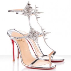 Replica Christian Louboutin Lady Max 100mm Sandals Argento Cheap Fake Shoes