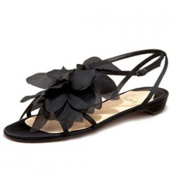 Replica Christian Louboutin Petal Crepe Sandals Black Cheap Fake Shoes
