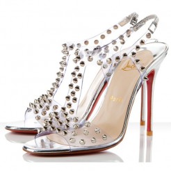 Replica Christian Louboutin J-Lissimo 100mm Sandals Silver Cheap Fake Shoes