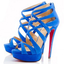 Replica Christian Louboutin Balota 140mm Sandals Blue Cheap Fake Shoes