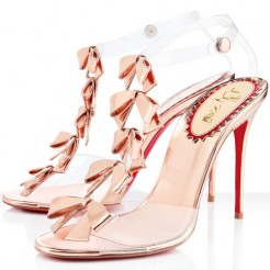 Replica Christian Louboutin Bow Bow 100mm Sandals Pink Cheap Fake Shoes