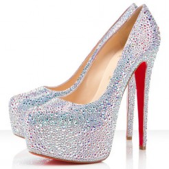 Replica Christian Louboutin Daffodile Strass 160mm Platforms Aurora Boreale Cheap Fake Shoes