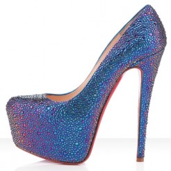 Replica Christian Louboutin Daffodile Strass 160mm Platforms Blue Cheap Fake Shoes