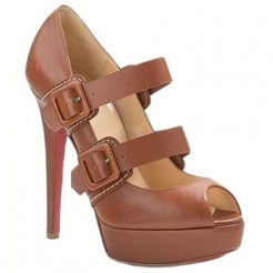 Replica Christian Louboutin Bikiki 140mm Mary Jane Pumps Brown Cheap Fake Shoes