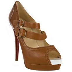 Replica Christian Louboutin Luly 140mm Mary Jane Pumps Brown Cheap Fake Shoes