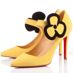 Replica Christian Louboutin Pensee 100mm Mary Jane Pumps Canari Cheap Fake Shoes