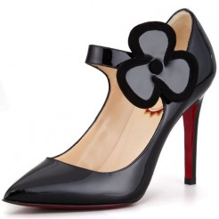 Replica Christian Louboutin Pensee 100mm Mary Jane Pumps Black Cheap Fake Shoes