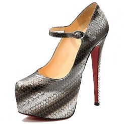 Replica Christian Louboutin Lady Daf 160mm Mary Jane Pumps Grey Cheap Fake Shoes