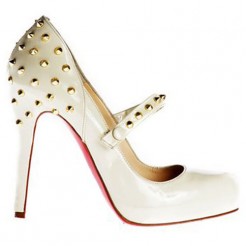 Replica Christian Louboutin Mad 120mm Mary Jane Pumps White Cheap Fake Shoes