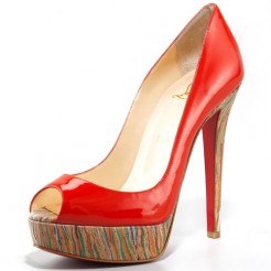 Replica Christian Louboutin Banana 140mm Peep Toe Pumps Red Cheap Fake Shoes