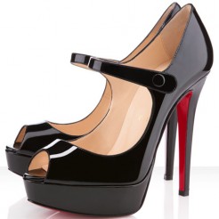 Replica Christian Louboutin Bana 140mm Peep Toe Pumps Black Cheap Fake Shoes