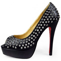 Replica Christian Louboutin Arielle 120mm Peep Toe Pumps Black Cheap Fake Shoes