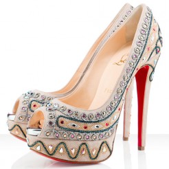 Replica Christian Louboutin Bollywoody 140mm Peep Toe Pumps Taupe Cheap Fake Shoes