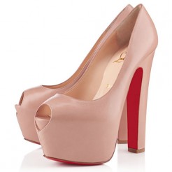 Replica Christian Louboutin Shameless 160mm Peep Toe Pumps Nude Cheap Fake Shoes