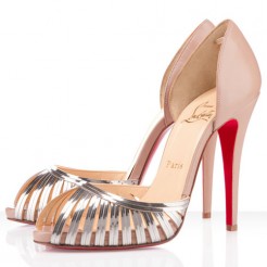 Replica Christian Louboutin Corpus 120mm Peep Toe Pumps Beige Cheap Fake Shoes