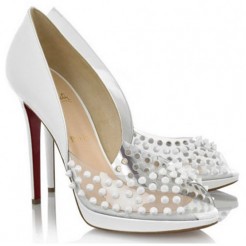 Replica Christian Louboutin Engin 120mm Peep Toe Pumps White Cheap Fake Shoes