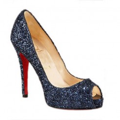 Replica Christian Louboutin Glittered 120mm Peep Toe Pumps Blue Cheap Fake Shoes