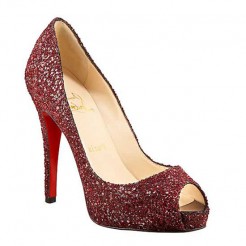 Replica Christian Louboutin Glittered 120mm Peep Toe Pumps Red Cheap Fake Shoes