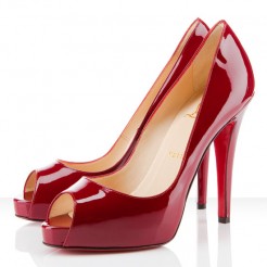 Replica Christian Louboutin Very Prive 120mm Peep Toe Pumps Dark red Cheap Fake Shoes