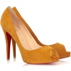 Replica Christian Louboutin Very Prive 120mm Peep Toe Pumps Brown Cheap Fake Shoes