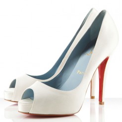 Replica Christian Louboutin Very Prive 120mm Peep Toe Pumps Off White Cheap Fake Shoes