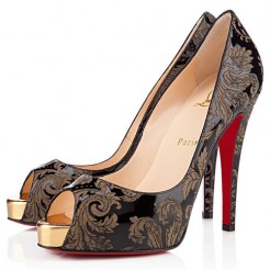 Replica Christian Louboutin Very Prive 120mm Peep Toe Pumps Gold Cheap Fake Shoes