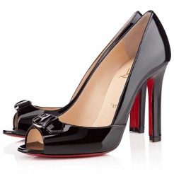 Replica Christian Louboutin Openbelt 100mm Peep Toe Pumps Black Cheap Fake Shoes