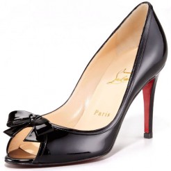 Replica Christian Louboutin Milady 80mm Peep Toe Pumps Black Cheap Fake Shoes