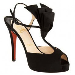Replica Christian Louboutin Ernesta T-strap 100mm Special Occasion Black Cheap Fake Shoes