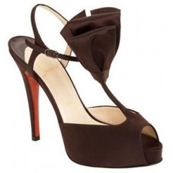 Replica Christian Louboutin Ernesta T-strap 100mm Special Occasion Brown Cheap Fake Shoes