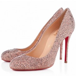 Replica Christian Louboutin Fifi Strass 100mm Special Occasion Nude Cheap Fake Shoes