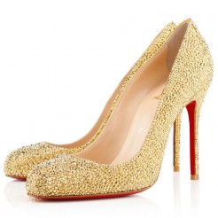 Replica Christian Louboutin Fifi Strass 100mm Pumps Yellow Cheap Fake Shoes